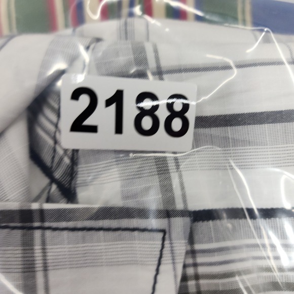 BKE Athletic Fit Short Sleeve Plaid Button Up Shirt White Black Mens 2XL - Picture 8 of 8